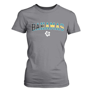 Bahamas Flag T Shirt For Women Caribbean Hibiscus Flower Beach Summer Vacation TS10 Charcoal Print Your Wear