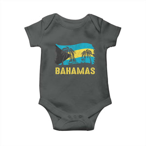 Bahamas Flag Baby Onesie Tropical Island Palm Trees Bahamian Gifts TS10 Dark Heather Print Your Wear