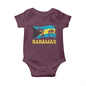 Bahamas Flag Baby Onesie Tropical Island Palm Trees Bahamian Gifts TS10 Maroon Print Your Wear