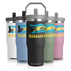 Bahamas Flag Flip Straw Tumbler Tropical Island Palm Trees Bahamian Gifts TS10 Print Your Wear