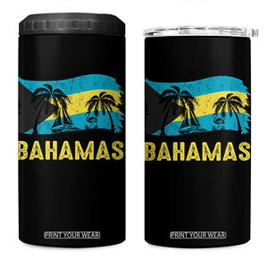 Bahamas Flag 4 in 1 Can Cooler Tumbler Tropical Island Palm Trees Bahamian Gifts TS10 One Size: 16 oz Black Print Your Wear