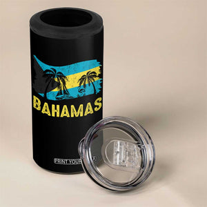 Bahamas Flag 4 in 1 Can Cooler Tumbler Tropical Island Palm Trees Bahamian Gifts TS10 Print Your Wear