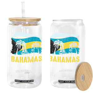 Bahamas Flag Glass Can Tropical Island Palm Trees Bahamian Gifts TS10 Print Your Wear