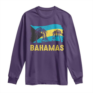 Bahamas Flag Long Sleeve Shirt Tropical Island Palm Trees Bahamian Gifts TS10 Purple Print Your Wear