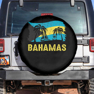 Bahamas Flag Spare Tire Cover Tropical Island Palm Trees Bahamian Gifts TS10 No hole Black Print Your Wear