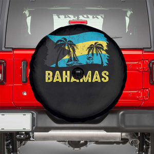 Bahamas Flag Spare Tire Cover Tropical Island Palm Trees Bahamian Gifts TS10 Black Print Your Wear