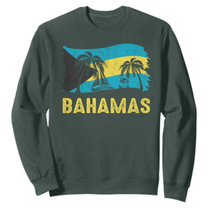 Bahamas Flag Sweatshirt Tropical Island Palm Trees Bahamian Gifts TS10 Dark Forest Green Print Your Wear