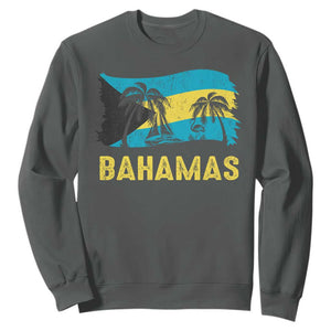 Bahamas Flag Sweatshirt Tropical Island Palm Trees Bahamian Gifts TS10 Dark Heather Print Your Wear