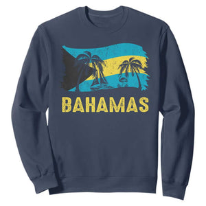 Bahamas Flag Sweatshirt Tropical Island Palm Trees Bahamian Gifts TS10 Navy Print Your Wear