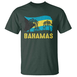 Bahamas Flag T Shirt Tropical Island Palm Trees Bahamian Gifts TS10 Dark Forest Green Print Your Wear