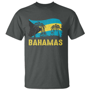 Bahamas Flag T Shirt Tropical Island Palm Trees Bahamian Gifts TS10 Dark Heather Print Your Wear