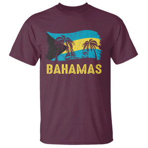 Bahamas Flag T Shirt Tropical Island Palm Trees Bahamian Gifts TS10 Maroon Print Your Wear