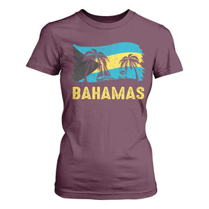 Bahamas Flag T Shirt For Women Tropical Island Palm Trees Bahamian Gifts TS10 Maroon Print Your Wear