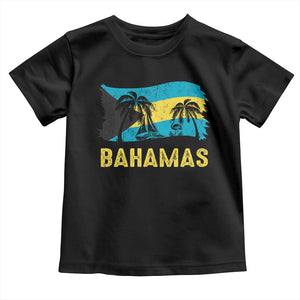 Bahamas Flag Toddler T Shirt Tropical Island Palm Trees Bahamian Gifts TS10 Black Print Your Wear