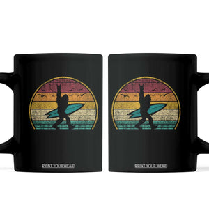 Vintage Bigfoot Surfing Coffee Mug Sasquatch Beach Vacation Retro Surf Sun Shaka TS10 Black Print Your Wear