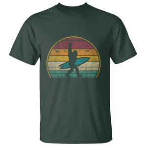 Vintage Bigfoot Surfing T Shirt Sasquatch Beach Vacation Retro Surf Sun Shaka TS10 Dark Forest Green Print Your Wear