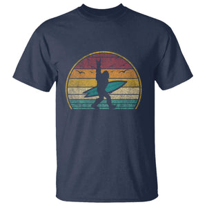Vintage Bigfoot Surfing T Shirt Sasquatch Beach Vacation Retro Surf Sun Shaka TS10 Navy Print Your Wear