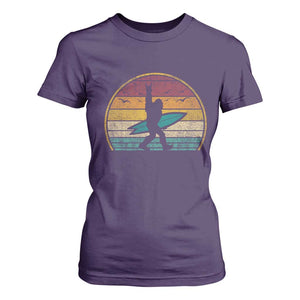 Vintage Bigfoot Surfing T Shirt For Women Sasquatch Beach Vacation Retro Surf Sun Shaka TS10 Purple Print Your Wear