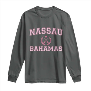 Nassau Souvenir Long Sleeve Shirt Bahamas Rowing Summer Vacation Girls Trip TS10 Dark Heather Print Your Wear