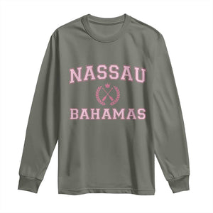Nassau Souvenir Long Sleeve Shirt Bahamas Rowing Summer Vacation Girls Trip TS10 Military Green Print Your Wear