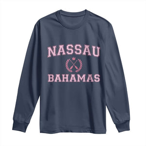 Nassau Souvenir Long Sleeve Shirt Bahamas Rowing Summer Vacation Girls Trip TS10 Navy Print Your Wear