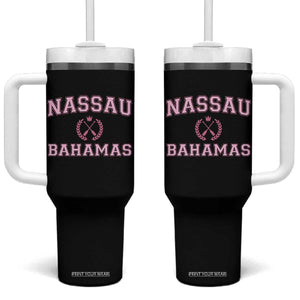 Nassau Souvenir Tumbler With Handle Bahamas Rowing Summer Vacation Girls Trip TS10 One Size: 40 oz Black Print Your Wear