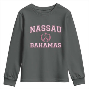 Nassau Souvenir Youth Sweatshirt Bahamas Rowing Summer Vacation Girls Trip TS10 Dark Heather Print Your Wear