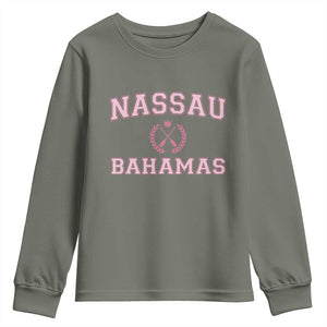 Nassau Souvenir Youth Sweatshirt Bahamas Rowing Summer Vacation Girls Trip TS10 Military Green Print Your Wear