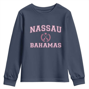 Nassau Souvenir Youth Sweatshirt Bahamas Rowing Summer Vacation Girls Trip TS10 Navy Print Your Wear