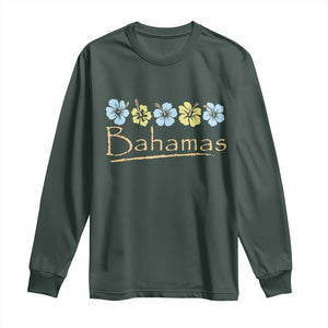 Bahamas Long Sleeve Shirt Hibiscus Flower Summer Beachy Vacation TS10 Dark Forest Green Print Your Wear
