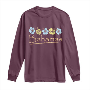 Bahamas Long Sleeve Shirt Hibiscus Flower Summer Beachy Vacation TS10 Maroon Print Your Wear