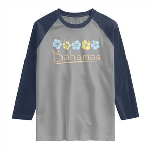 Bahamas Raglan Shirt Hibiscus Flower Summer Beachy Vacation TS10 Sport Gray Navy Print Your Wear