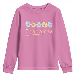 Bahamas Youth Sweatshirt Hibiscus Flower Summer Beachy Vacation TS10 Azalea Print Your Wear