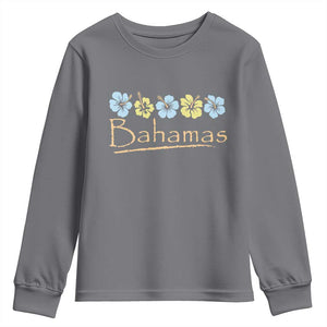Bahamas Youth Sweatshirt Hibiscus Flower Summer Beachy Vacation TS10 Charcoal Print Your Wear