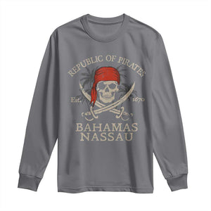 Republic Of Pirates Nassau Bahamas Long Sleeve Shirt Vintage Caribbean Summer Vacation TS10 Charcoal Print Your Wear