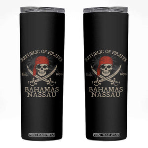 Republic Of Pirates Nassau Bahamas Skinny Tumbler Vintage Caribbean Summer Vacation TS10 Black Print Your Wear