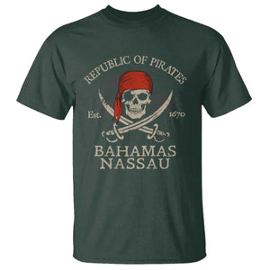 Republic Of Pirates Nassau Bahamas T Shirt Vintage Caribbean Summer Vacation TS10 Dark Forest Green Print Your Wear