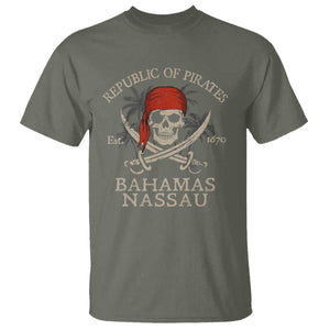 Republic Of Pirates Nassau Bahamas T Shirt Vintage Caribbean Summer Vacation TS10 Military Green Print Your Wear
