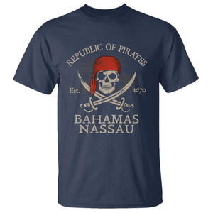 Republic Of Pirates Nassau Bahamas T Shirt Vintage Caribbean Summer Vacation TS10 Navy Print Your Wear
