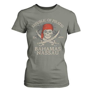 Republic Of Pirates Nassau Bahamas T Shirt For Women Vintage Caribbean Summer Vacation TS10 Military Green Print Your Wear