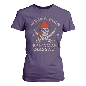 Republic Of Pirates Nassau Bahamas T Shirt For Women Vintage Caribbean Summer Vacation TS10 Purple Print Your Wear