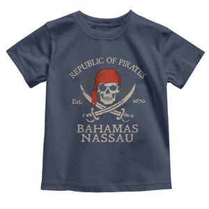 Republic Of Pirates Nassau Bahamas Toddler T Shirt Vintage Caribbean Summer Vacation TS10 Navy Print Your Wear