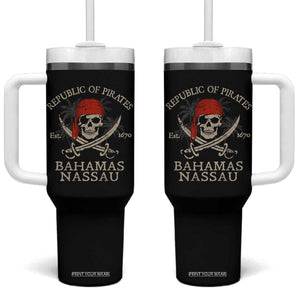 Republic Of Pirates Nassau Bahamas Tumbler With Handle Vintage Caribbean Summer Vacation TS10 One Size: 40 oz Black Print Your Wear