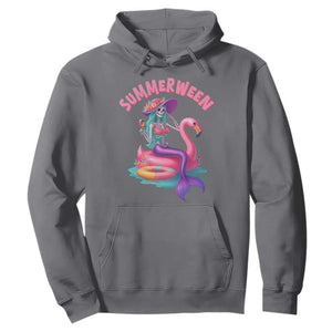 Summerween Mermaid Skeleton Hoodie Beach Flamingo Halloween Girl TS10 Charcoal Print Your Wear