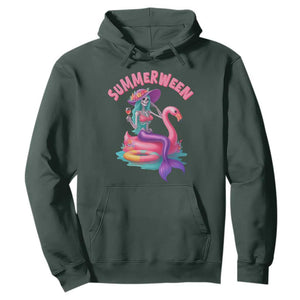 Summerween Mermaid Skeleton Hoodie Beach Flamingo Halloween Girl TS10 Dark Forest Green Print Your Wear
