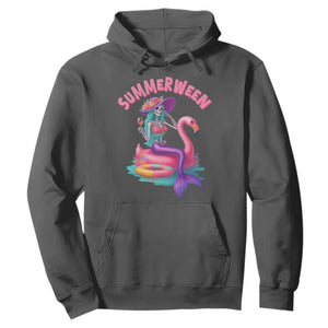Summerween Mermaid Skeleton Hoodie Beach Flamingo Halloween Girl TS10 Dark Heather Print Your Wear