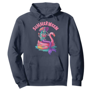 Summerween Mermaid Skeleton Hoodie Beach Flamingo Halloween Girl TS10 Navy Print Your Wear