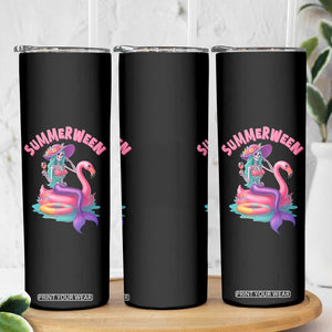 Summerween Mermaid Skeleton Skinny Tumbler Beach Flamingo Halloween Girl TS10 Print Your Wear