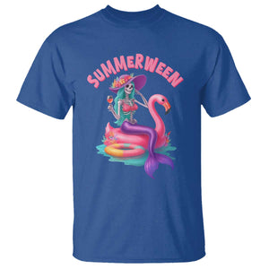 Summerween Mermaid Skeleton T Shirt Beach Flamingo Halloween Girl TS10 Royal Blue Print Your Wear
