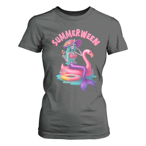 Summerween Mermaid Skeleton T Shirt For Women Beach Flamingo Halloween Girl TS10 Dark Heather Print Your Wear